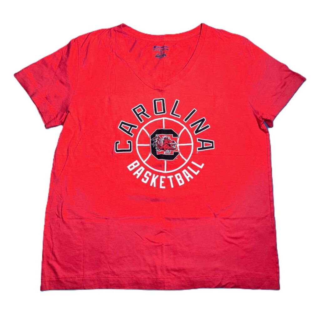 Champion Carolina Gamecocks Basketball T-Shirt XL Red NCAA Graphic Tee Women's